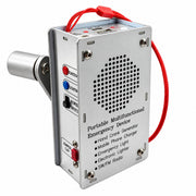 CampGuard emergency radio, silver on white backdrop